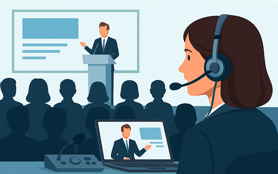 Professional simultaneous interpreter at international conference